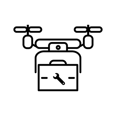 Drone vector icon. Style is flat symbol on white background. Repair service of drones. Contour icon. Eps 10のイラスト素材