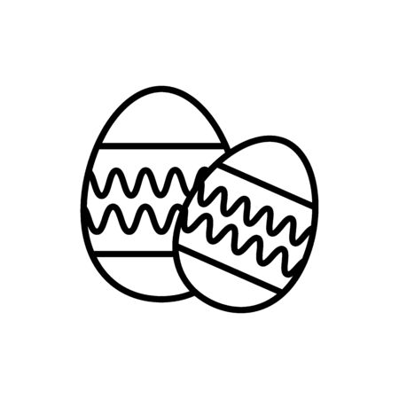 Easter Egg vector icon. Two easter eggs. Flat simple Line Icon On Black Background. Outline design. Eps 10のイラスト素材