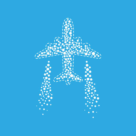 Icon of white bubble airplane on blue background vector illustration.のイラスト素材