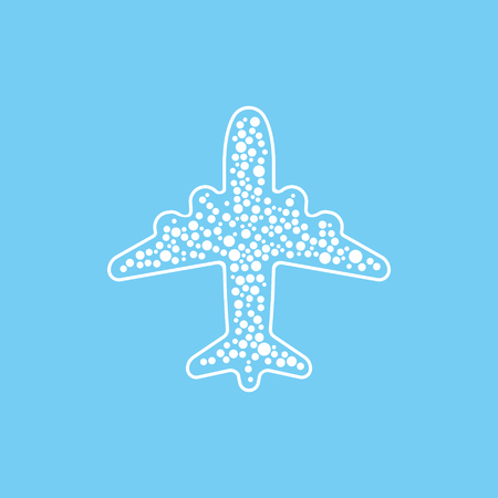 Icon of white bubble airplane on blue background vector illustration.のイラスト素材