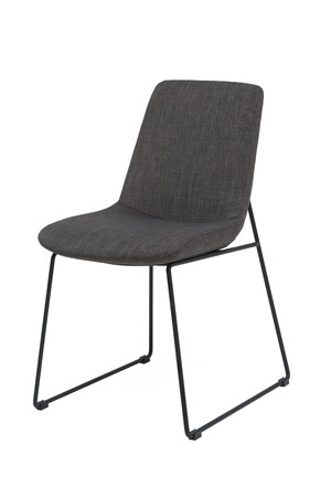 Gray color cloth chair with chrome legs, modern designer. Chair isolated on white background. furniture and interiorの写真素材