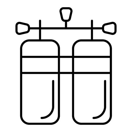 Air tanks diving kit outline icon, linear style sign for mobile concept and web design. Diving cylinders simple line vector icon. Symbol, icon and illustration pixel perfect vector graphics.のイラスト素材