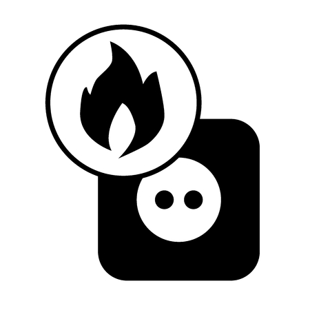 Danger of fire in the electrical system, Rosette, Fire solid icon. vector illustration isolated on black. glyph style design, designed for web and app.のイラスト素材