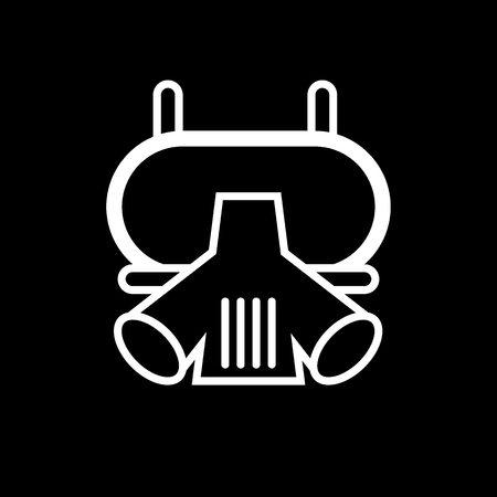 Respirator, Gas mask, Fireman protection line icon. vector illustration isolated on black. outline style design, designed for web and app. Eps 10.のイラスト素材