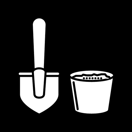 Fire shovel and bucket solid icon. vector illustration isolated on black. glyph style design, designed for web and app. Eps 10のイラスト素材