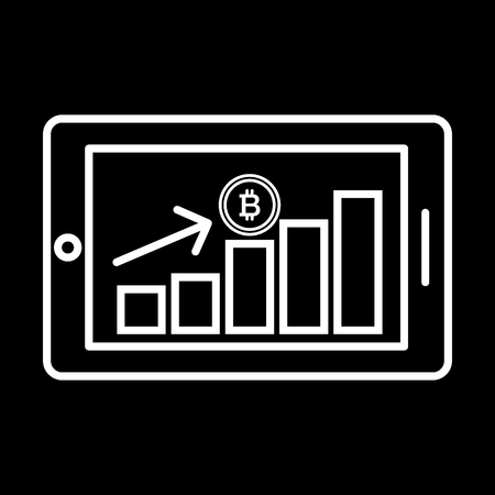 Bitcoin financial growth graph. Financial growth on bitcoin. Vector bitcoin growth graph on white background. Bitcoin currency rising arrow price record highs. Vector illustration.のイラスト素材