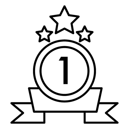First place medal award with stars line icon. vector illustration isolated on white. outline style design, designed for web and app.のイラスト素材