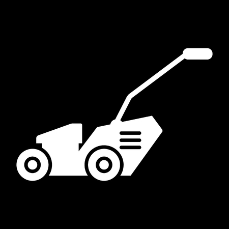 Lawn mover solid icon. vector illustration isolated on black. glyph style design, designed for web and app.の写真素材