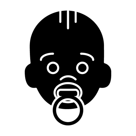 Baby with a pacifier solid icon. vector illustration isolated on white. glyph style design, designed for web. Eps 10のイラスト素材