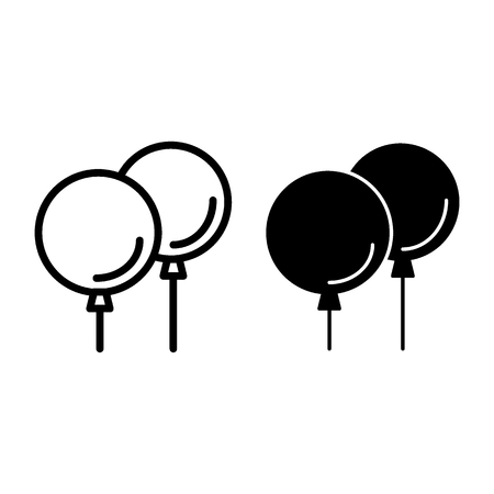 Party balloons line and glyph icon. Two balloons vector illustration isolated on white. Balloon outline style design, designed for web and app.のイラスト素材