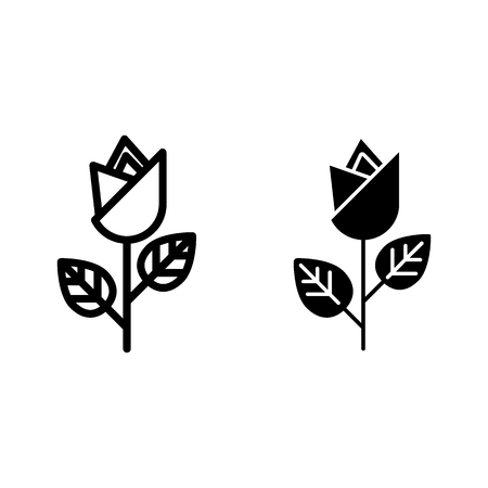 One rose line and glyph icon. Flower vector illustration isolated on white. Single rose outline style design, designed for web and app.のイラスト素材