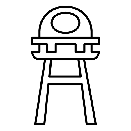 Baby feeding chair thin line icon. Baby high chair vector illustration isolated on white. Stool outline style design, designed for web and app.の写真素材