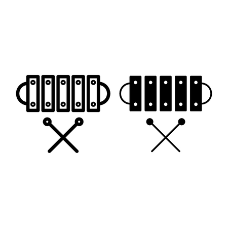 Xylophone toy line and glyph icon. Musical instrument vector illustration isolated on white. Music toy outline style design, designed for web and app.のイラスト素材