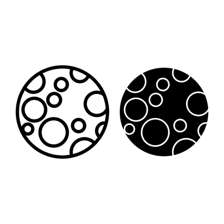 Moon line and glyph icon. Astronomy vector illustration isolated on white. Moon with craters outline style design, designed for web and app.のイラスト素材