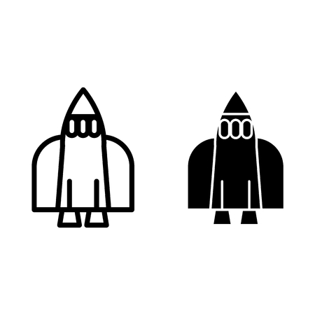 Space shuttle line and glyph icon. Rocket vector illustration isolated on white. Spaceship outline style design, designed for web and app.のイラスト素材