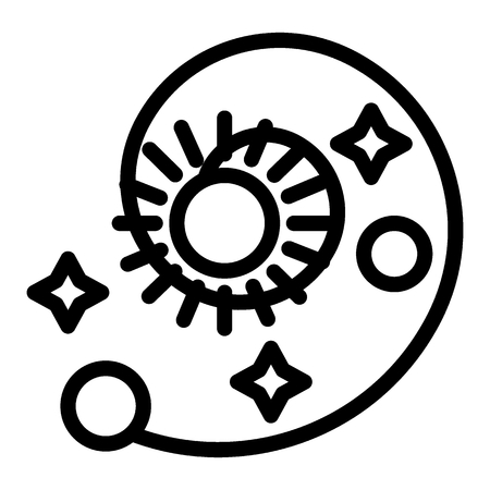 Solar system line icon. Astronomy vector illustration isolated on white. Spiral with sun, stars and planets outline style design, designed for web and app.のイラスト素材