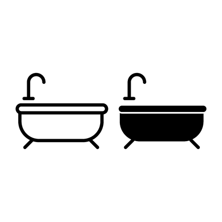Bath line and glyph icon. Bathtub vector illustration isolated on white. Bathroom outline style design, designed for web and app.のイラスト素材
