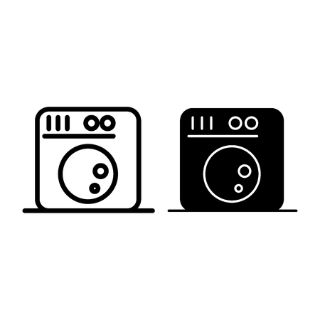Washing machine line and glyph icon. Washer vector illustration isolated on white. Appliance outline style design, designed for web and app.の写真素材