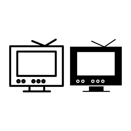 TV line and glyph icon. Monitor vector illustration isolated on white. Television outline style design, designed for web and app. Eps 10のイラスト素材