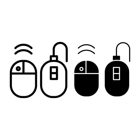 Computer mouse line and glyph icon. Optical mouse vector illustration isolated on white. Mouse outline style design, designed for web and app. Eps 10のイラスト素材