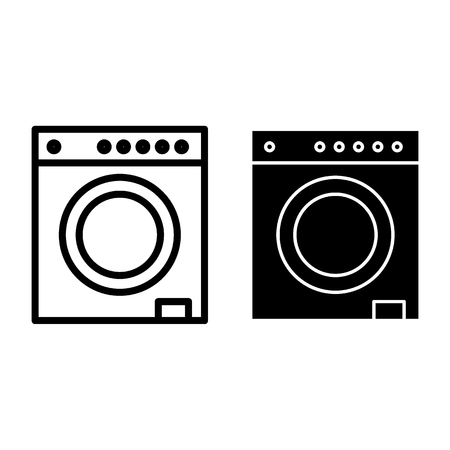 Washing machine line and glyph icon. Appliance vector illustration isolated on white. Washer outline style design, designed for web and app.の写真素材