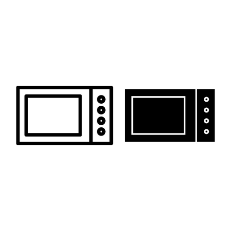 Microwave oven line and glyph icon. Home appliance vector illustration isolated on white. Electrical oven outline style design, designed for web and app. Eps 10.の写真素材