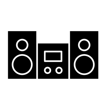 Stereo solid icon. Stereo system vector illustration isolated on white. Cassette player glyph style design, designed for web and app. Eps 10のイラスト素材