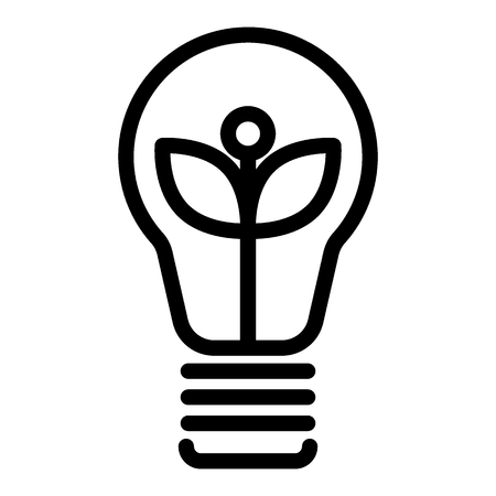 Ecological light bulb line icon. Eco lamp vector illustration isolated on white. Eco energy outline style design, designed for web and app. Eps 10.の写真素材