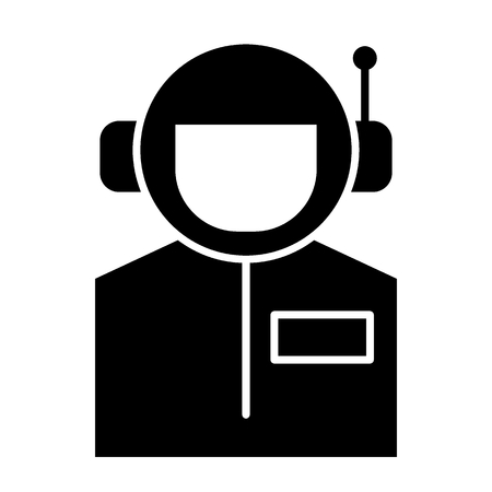 Astronaut portrait solid icon. Avatar of cosmonaut system vector illustration isolated on white. Spaceman glyph style design, designed for web and app. Eps 10.のイラスト素材