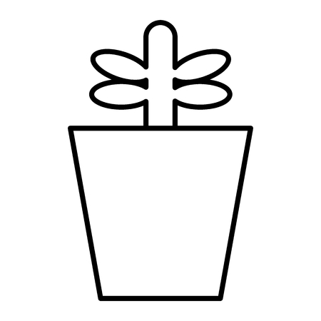 Plant in pot thin line icon. Sprout vector illustration isolated on white. Growing plant outline style design, designed for web and app. Eps 10.のイラスト素材