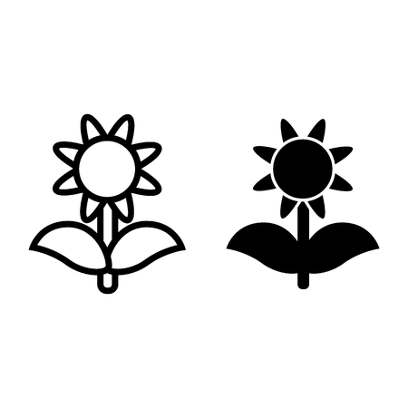 Flower line and glyph icon. Plant vector illustration isolated on white. Floral outline style design, designed for web and app. Eps 10のイラスト素材