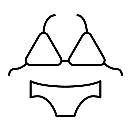 Bikini thin line icon. Swimsuit vector illustration isolated on white. Bathing suit outline style design, designed for web and app. Eps 10.のイラスト素材