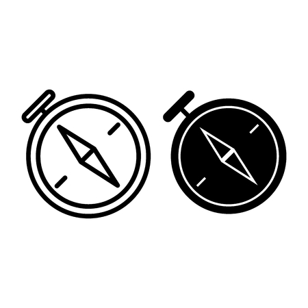 Compass line and glyph icon. Navigation vector illustration isolated on white. Cartography outline style design, designed for web and app. Eps 10のイラスト素材
