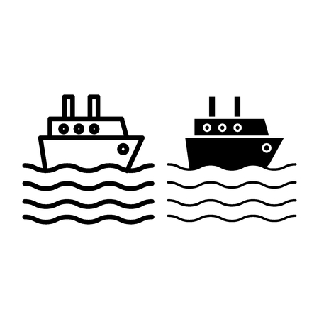 Ship liner line and glyph icon. Cruise ship vector illustration isolated on white. Ocean ship outline style design, designed for web and app. Eps 10.のイラスト素材