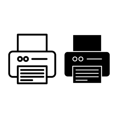 Printer line and glyph icon. Office printer vector illustration isolated on white. Device outline style design, designed for web and app. Eps 10のイラスト素材