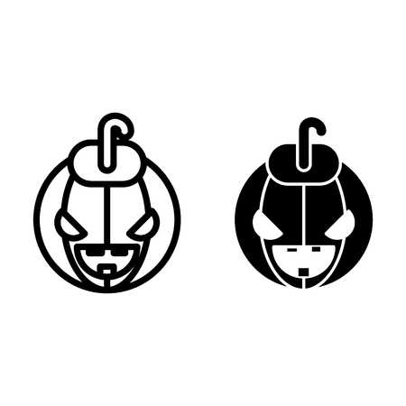 Halloween face line and glyph icon. Halloween pumkin vector illustration isolated on white. Head pumkin outline style design, designed for web and app. Eps 10のイラスト素材