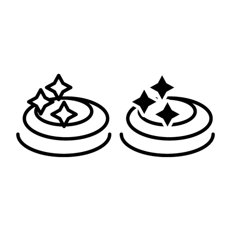 Rattling on the water line and glyph icon. Water with stars vector illustration isolated on white. Reflection on the water outline style design, designed for web and app. Eps 10のイラスト素材