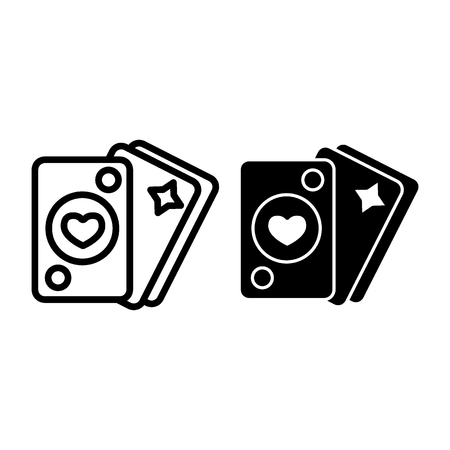 Playing cards line and glyph icon. Game vector illustration isolated on white. Casino outline style design, designed for web and app. Eps 10.のイラスト素材