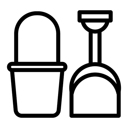 Bucket and shovel line icon. Beach toys vector illustration isolated on white. Sand bucket and shovel outline style design, designed for web and app. Eps 10.の写真素材