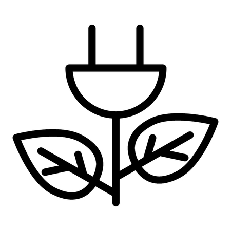 Eco power plug line icon. Energy save vector illustration isolated on white. Ecology outline style design, designed for web and app. Eps 10.のイラスト素材