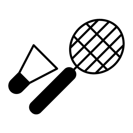Badminton solid icon. Racket and shuttlecock vector illustration isolated on white. Sport glyph style design, designed for web and app. Eps 10.の写真素材