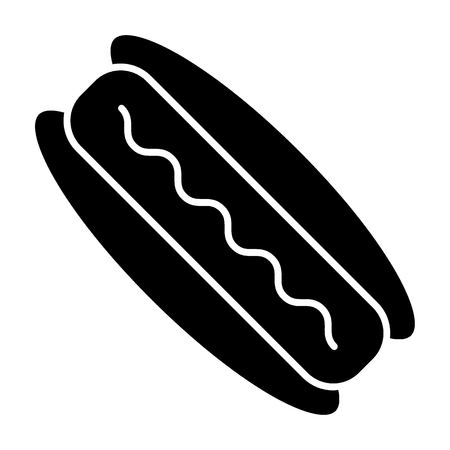 Hot dog solid icon. Street food vector illustration isolated on white. Fast food glyph style design, designed for web and app. Eps 10のイラスト素材