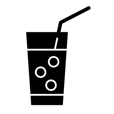 Iced lemonade solid icon. Glass of lemonade with straw vector illustration isolated on white. Drink glyph style design, designed for web and app. Eps 10.のイラスト素材