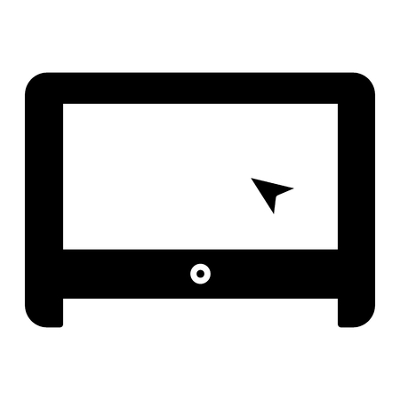 Laptop with cursor solid icon. Screen vector illustration isolated on white. Internet glyph style design, designed for web and app. Eps 10のイラスト素材
