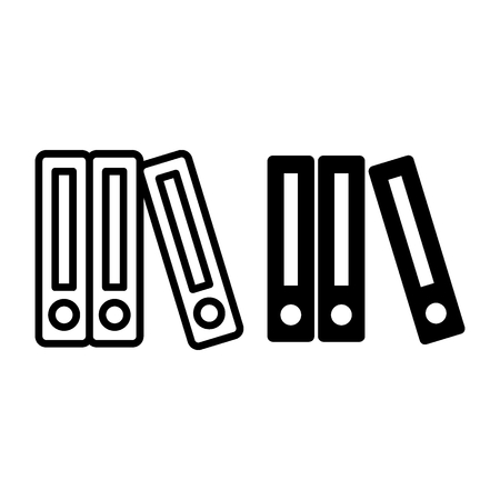Row of binders line and glyph icon. Binder vector illustration isolated on white. Office folders outline style design, designed for web and app. Eps 10のイラスト素材