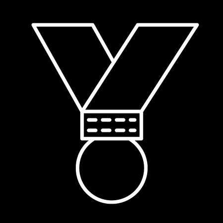 Medal on the ribbon line icon. vector illustration isolated on black. outline style design, designed for web. Eps 10のイラスト素材