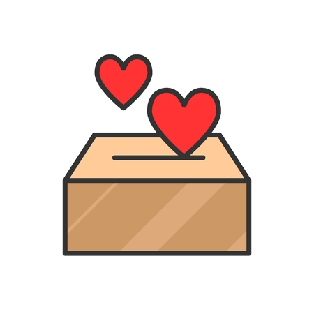 box with a heart outline icon. Element of logistic icon for mobile concept and web apps. Thin line box with a heart outline icon can be used for web and mobile on white background. eps 10のイラスト素材