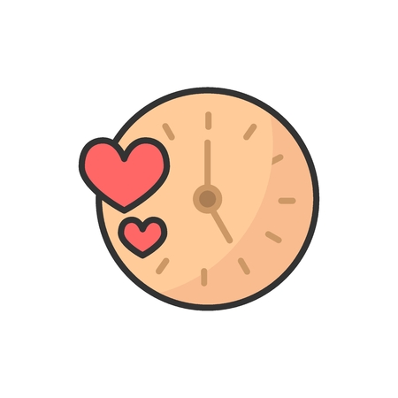 Wall clock face with red hearts on a white background. valentine day concept style design. designed for web and app.のイラスト素材