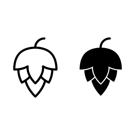 Hop cone line and glyph icon. Beer hop vector illustration isolated on white. Plant outline style design, designed for web and app.のイラスト素材