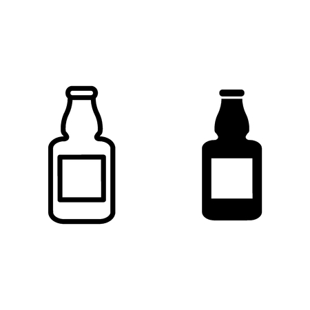 Beer bottle line and glyph icon. Flask of beer vector illustration isolated on white. Glass bottle outline style design, designed for web and app.の写真素材